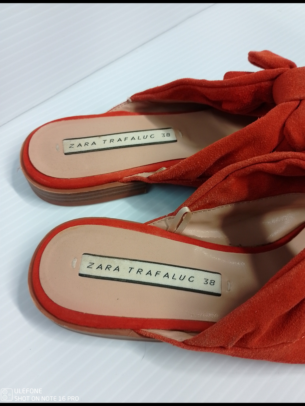Zara Orange Bow Suede Pointed Toe Mule - Picture 3 of 5